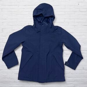 The North Face Rain Jacket Windbreaker Girls XS (6) Hooded Full Zip Blue
